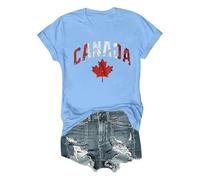 Camisetas de gimnasio para mujer, camiseta informal de moda de verano con elegante estampado de hojas de arce para una moderna camiseta personalizada personalizada, azul celeste, M