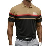 Camisetas de golf para hombre del 4 de julio, tallas grandes, patrióticos, camiseta de manga corta, camisetas de verano de moda con bloques de color, caqui, XL