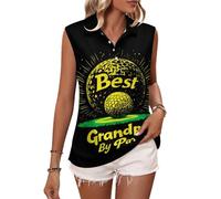 Camisetas de Golf sin Mangas para Mujer Best Grandpa by Par, Camisetas de Tirantes de Tenis con Cuello en V para Verano, Camisetas Deportivas