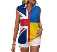 Camisetas de Golf sin Mangas para Mujer con diseño de Amistad Entre Ucrania y Reino Unido, Polos Deportivos, Camisetas de Tirantes y Camisas de Tenis Informales con Cuello.