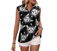 Camisetas de Golf sin Mangas para Mujer con diseño de Gato esfinge y Tercer Ojo, Polos Deportivos, Camisetas de Tirantes y Camisas de Tenis Informales con Cuello.