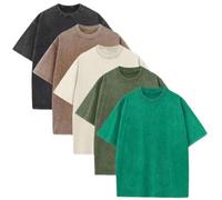 Camisetas de gran tamaño para hombre, 5 piezas, lavado ácido, ajuste holgado, vintage, camiseta de manga corta, ropa de calle, camisetas casuales, Imagen 19, XL
