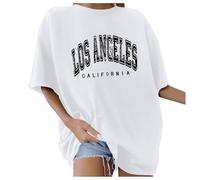 Camisetas de gran tamaño para mujer, cuello en V, camisetas a rayas, camisetas de verano, medias mangas, informales, cómodas, cómodas, túnicas de algodón, tallas grandes, Blanco, M