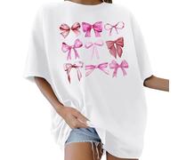 Camisetas de gran tamaño para mujer, cuello redondo, manga corta, estampado de letras de los años 80, diseño de flores, sol y luna, blusa de verano, retro, casual, holgada, básica, de verano, blanco