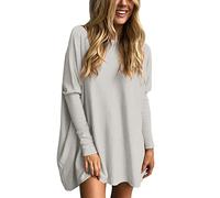 Camisetas de gran tamaño para mujer, tops túnica para usar con leggings, jerséis de manga larga para otoño, tops elegantes camisa a rayas mujer, gris, L
