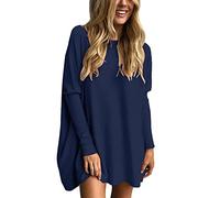 Camisetas de gran tamaño para mujer, tops túnica para usar con leggings, jerséis de manga larga para otoño, tops elegantes camisa a rayas mujer, marine, S
