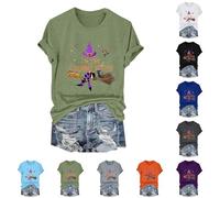 Camisetas de Halloween con texto en inglés "I'm The Grammy Witch" para mujer, divertidas camisetas de Halloween, cuello redondo, manga corta, trajes de festival de moda, gris oscuro, S