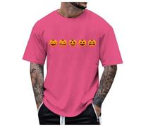 Camisetas de Halloween para hombre, camiseta de miedo con estampado de fantasma, estilo clásico, bruja, cuello redondo, túnica para otoño, ropa deportiva para hombre, hot pink, XXL