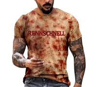 Camisetas de Halloween para hombre, clásicas, cuello redondo, fantasma, sólido, sangriento, calavera, cuello redondo, túnica para Halloween, ropa deportiva para hombre, Rojo ladrillo2, 3XL