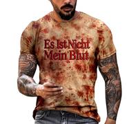 Camisetas de Halloween para hombre, clásicas, cuello redondo, fantasma, sólido, sangriento, calavera, cuello redondo, túnica para Halloween, ropa deportiva para hombre, Caqui 2, 3XL