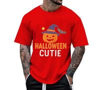 Camisetas de Halloween para hombre con cuello redondo sangriento de calabaza, manga corta, moda al aire libre, fantasma, cuello redondo, camisetas de invierno para adolescentes, rosso, S