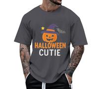 Camisetas de Halloween para hombre con cuello redondo sangriento de calabaza, manga corta, moda al aire libre, fantasma, cuello redondo, camisetas de invierno para adolescentes, gris oscuro, XXL