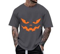 Camisetas de Halloween para hombre, de cuello redondo, con estampado de calavera, sangriento, de invierno, zombi, manga corta, para viajes, ropa deportiva para adolescentes, gris oscuro, 3XL