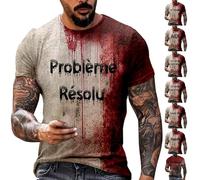Camisetas de Halloween para hombre, sudadera de manchas de sangre con patrón de salpicaduras, camisetas de manga corta, disfraces de vacaciones, para adultos, Ce N'est Pas Mon Sang, XXXXL