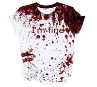 Camisetas de Halloween para mujer, talla grande, cuello redondo, túnica de bruja, manga corta, casual, estampado de calavera, camisetas al aire libre, ropa deportiva para mujer, blanco, L