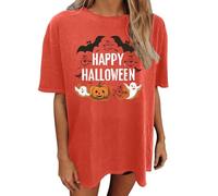 Camisetas de Halloween para mujer, talla grande, ligera, fantasma, manga corta, moderna, Halloween, bruja, cuello redondo, camisetas para senderismo, ropa deportiva femenina, rosso, XL