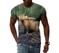 Camisetas De Hombre Manga Corta Capibara Camisetas Gráficas Verano Casual 3D Hombres Animal Pattern Print Camisetas O-Neck Short Sleeve Tops, J, L