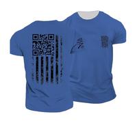 Camisetas de hombre para uso diario casual. Diseño elegante con código QR. Perfecto para bailar y relajarse. Ideal para todas las estaciones. Cómodo y limpio., azul, M