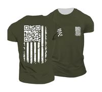 Camisetas de hombre para uso diario casual. Diseño elegante con código QR. Perfecto para bailar y relajarse. Ideal para todas las estaciones. Cómodo y limpio., Verde militar., L