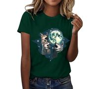 Camisetas de lobo para hombres y mujeres, estampado animal, unisex, camiseta de manga corta, camiseta negra para mujer, verde, S