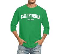 Camisetas de Manga 3/4 con Nombre de Ciudad y Letras para Hombre, cómodas, de Cuello Redondo, de Color Liso#Z