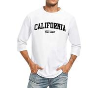 Camisetas de Manga 3/4 con Nombre de Ciudad y Letras para Hombre, cómodas, de Cuello Redondo, de Color Liso#Z