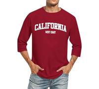 Camisetas de Manga 3/4 con Nombre de Ciudad y Letras para Hombre, cómodas, de Cuello Redondo, de Color Liso#Z