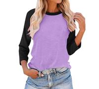 Camisetas de manga 3/4 para mujer, camisetas de béisbol con mangas raglán de bloque de color de moda del Reino Unido, camisetas de primavera, verano y otoño, camisetas casuales de ajuste holgado
