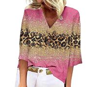 Camisetas de manga 3/4 para mujer, verano, cuello en V, encaje, ganchillo, fluido, manga 3/4, camisas casuales, blusas, blusas, camisetas negras, rojo, XXL