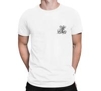 Camisetas de manga corta con cuello redondo para hombre, camisetas básicas para hombre, diseño vintage de caballero asesino de dragón, mini gráfico en el pecho izquierdo, camiseta de ajuste regular