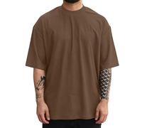 Camisetas de manga corta con cuello redondo para hombre, para salir, holgadas, de verano, lindas, informales, modernas, holgadas, occidentales, camisetas para hombre, marrón, 3XL