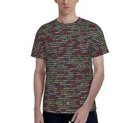Camisetas de manga corta con cuello redondo y estampado de código de programación, ajuste regular, estilo informal para hombre, Negro, L