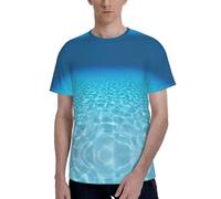 Camisetas de manga corta con cuello redondo y estampado de paisaje submarino tranquilo, ajuste regular, camisetas elegantes e informales para hombre, Negro, M