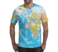 Camisetas de manga corta con estampado 3D para hombre y mujer, Mapamundi, M