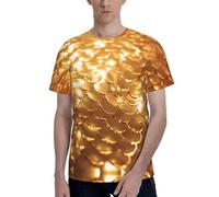 Camisetas de manga corta con estampado de escamas de sirena doradas, elegantes y suaves, perfectas para el uso diario, Negro, XXL