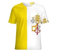 Camisetas De Manga Corta con Estampado De La Bandera De La Ciudad del Vaticano para Mujer Básicas De Cuello Redondo para El Verano Tallas Grandes Camisetas con Estampado De Banderas Nacionales