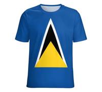 Camisetas De Manga Corta con Estampado De La Bandera De Santa Lucía para Mujer Básicas Cómodas De Cuello Redondo Ideales para El Verano Tallas Grandes Camisetas con Estampado De Banderas Nacionales