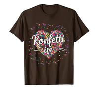 Camisetas De Manga Corta Hombre Cuello Revese, Camiseta Deportiva Hombre Confeti Forma De Corazón Vestir Carnaval, marrón, S