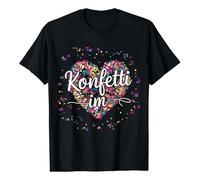Camisetas De Manga Corta Hombre Cuello Revese, Camiseta Deportiva Hombre Confeti Forma De Corazón Vestir Carnaval, Negro , S
