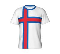 Camisetas De Manga Corta para Hombre Cuello Redondo Estilo Casual con Estampado De La Bandera De Las Islas Feroe Corte Regular Ideales para El Verano Transpirables Y De Secado Rápido Talla S