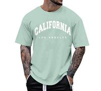 Camisetas de manga corta para hombre de California Los Ángeles 2025, camisetas casuales de cuello redondo, lindas letras de verano 2025, camisetas gráficas de moda para salir, verde menta, XL
