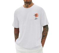 Camisetas de manga corta para hombre, de gran tamaño, estilo retro, cuello redondo, para verano, transpirables, informales, holgadas, para deportes, negocios, ajuste clásico, B1-blanco, S