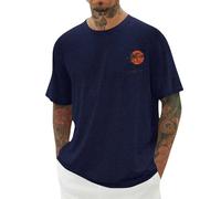 Camisetas de manga corta para hombre, de gran tamaño, estilo retro, cuello redondo, para verano, transpirables, informales, holgadas, para deportes, negocios, ajuste clásico, B1-azul marino, S