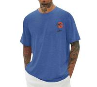 Camisetas de manga corta para hombre, de gran tamaño, estilo retro, cuello redondo, para verano, transpirables, informales, holgadas, para deportes, negocios, ajuste clásico, B1-Light Blue, S
