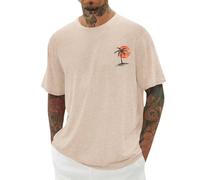 Camisetas de manga corta para hombre, de gran tamaño, estilo retro, cuello redondo, para verano, transpirables, informales, holgadas, para deportes, negocios, ajuste clásico, B1-caqui, S