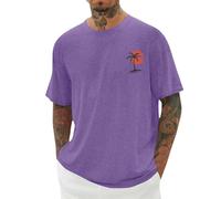 Camisetas de manga corta para hombre, de gran tamaño, estilo retro, cuello redondo, para verano, transpirables, informales, holgadas, para deportes, negocios, ajuste clásico, B1-morado, S