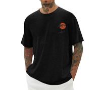 Camisetas de manga corta para hombre, de gran tamaño, estilo retro, cuello redondo, para verano, transpirables, informales, holgadas, para deportes, negocios, ajuste clásico, B1-negro, S