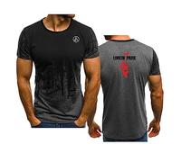 Camisetas de manga corta para hombre para Linkin Park Camisetas suaves y livianas Camisas transpirables Camiseta de secado rápido Adolescentes Ropa deportiva Entrenamiento Medias mangas, Grey-L