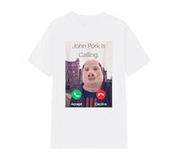 Camisetas de manga corta para hombre y mujer, estampado de letras John Pork is Calling Shirt Unisex Creativo Camiseta Drole Moche I Love Camiseta Oversize de Deporte Casual Verano Tops Gran Tamaño