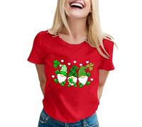 Camisetas de manga corta para mujer con estampado de San Pa Day, camisas estampadas, blusas de 2 piezas, rojo, XL